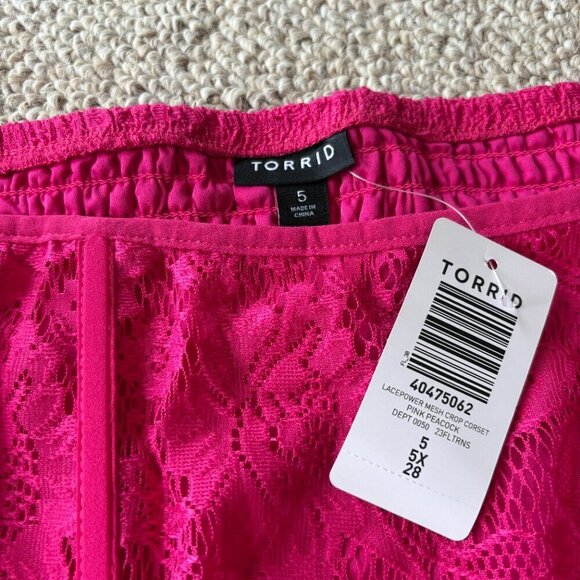 Torrid Lace Power Mesh Crop Corset โ Pink โ Size 5 โ NWT - Picture 2 of 8